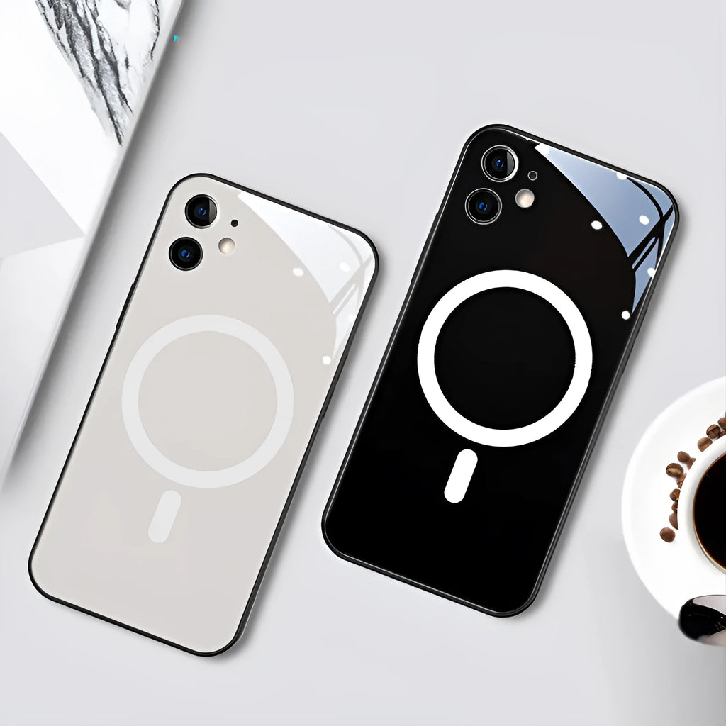 Tempered glass phone case with incoming call light for iPhone – colour painting design in black, green, white