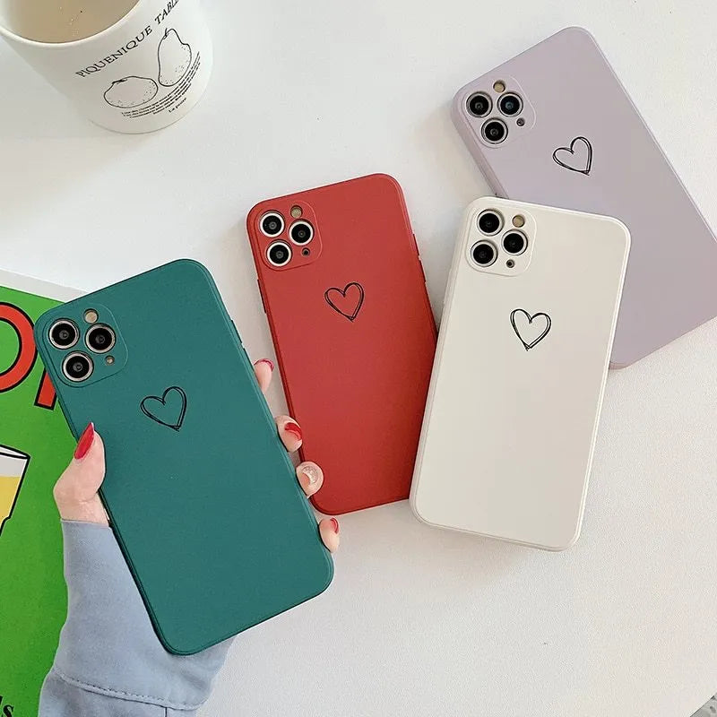 Silicone TPU back cover case for Apple iPhone, shown in solid colour options.