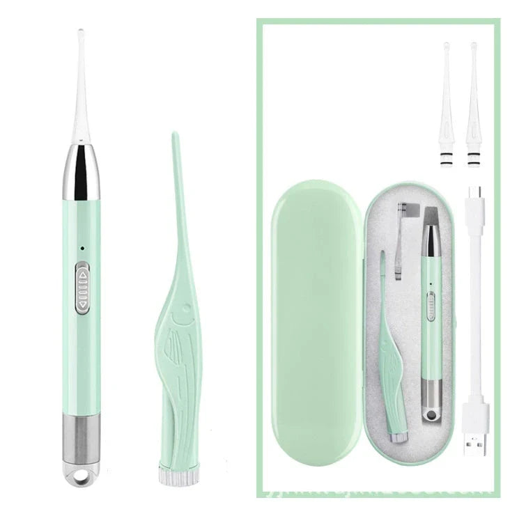 Children's rechargeable luminous ear pick in green and purple