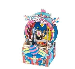 DIY 3D Kitty Ballet Wooden Puzzle Game with moveable music box, perfect for creative assembly and decoration