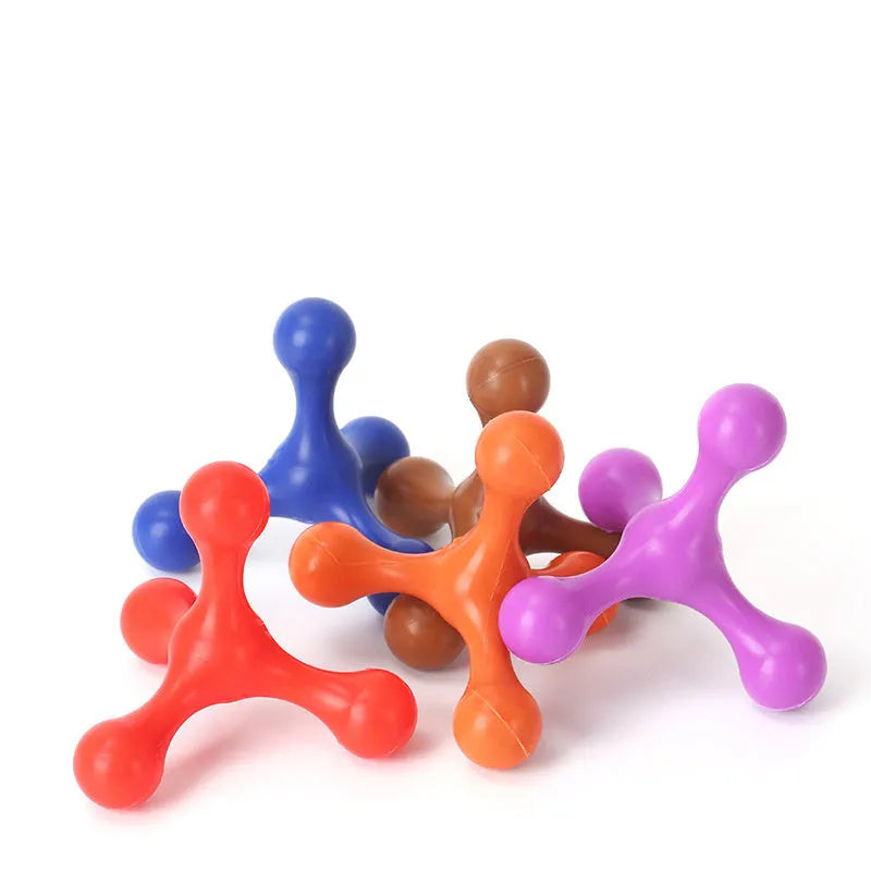 Silicone three-legged chew toy for small and medium dogs in assorted colours