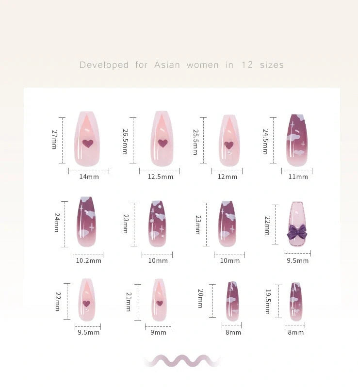 Taro purple gradient nebula flower nail stickers with milk flavor texture on jelly glue tabs