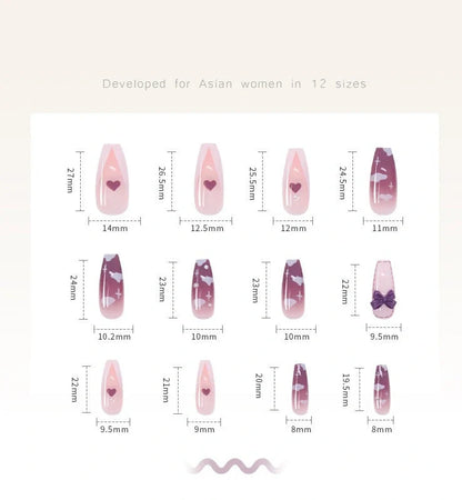 Taro purple gradient nebula flower nail stickers with milk flavor texture on jelly glue tabs