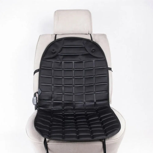 12V car heated seat cushion in black, size 55x46x48cm, with power line and fuse