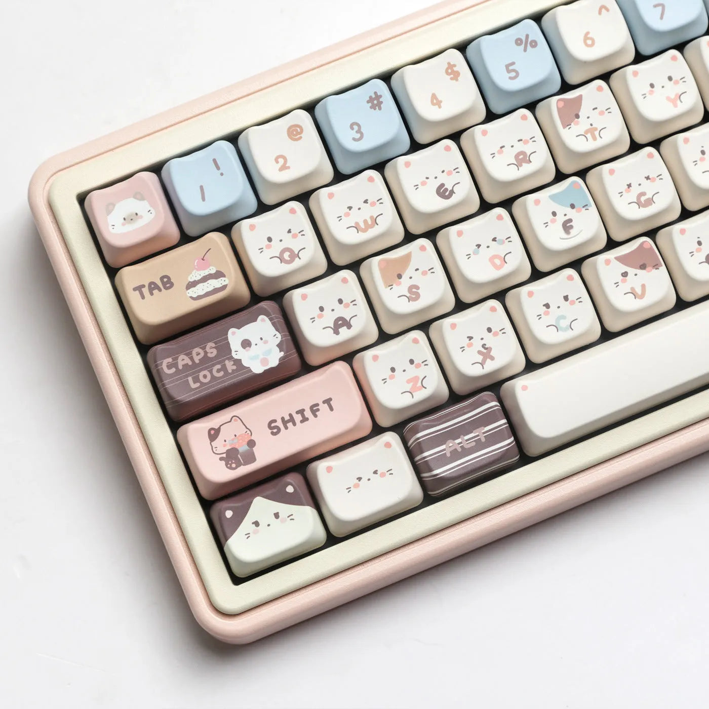 Sea Salt Cat PBT sublimation keycap full set with 7u space bar supplement for mechanical keyboards