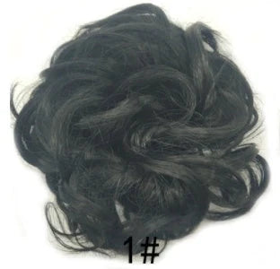 Synthetic wavy curly messy hair bun for women, 12cm diameter, high-temperature wire