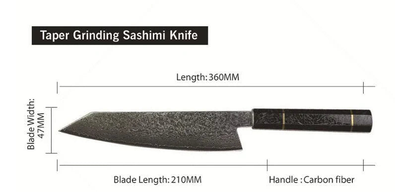 Professional Japanese Damascus Steel Chef Knife with 67-layer brocade pattern and ergonomic handle