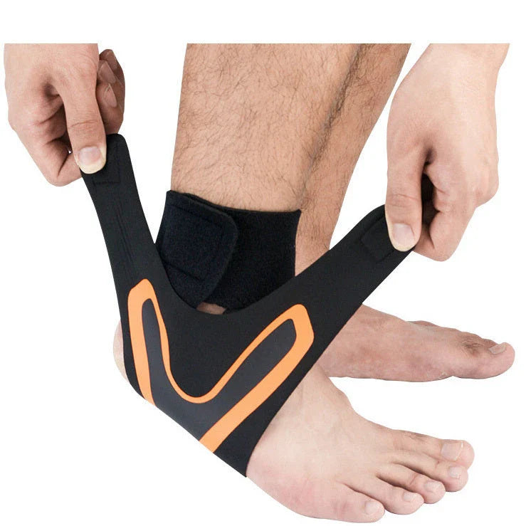 Adjustable ankle support brace for sports and running in black
