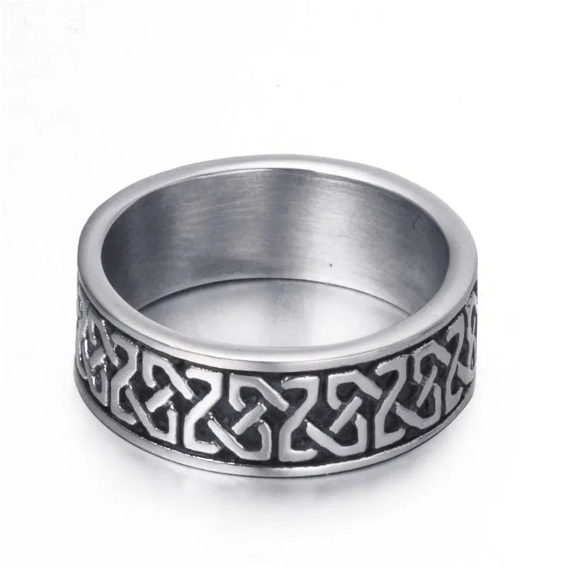 Lunavin silver alloy ring in US size 8 on white background, simple band design for women