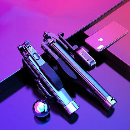 Bluetooth selfie stick with remote control and tripod in black