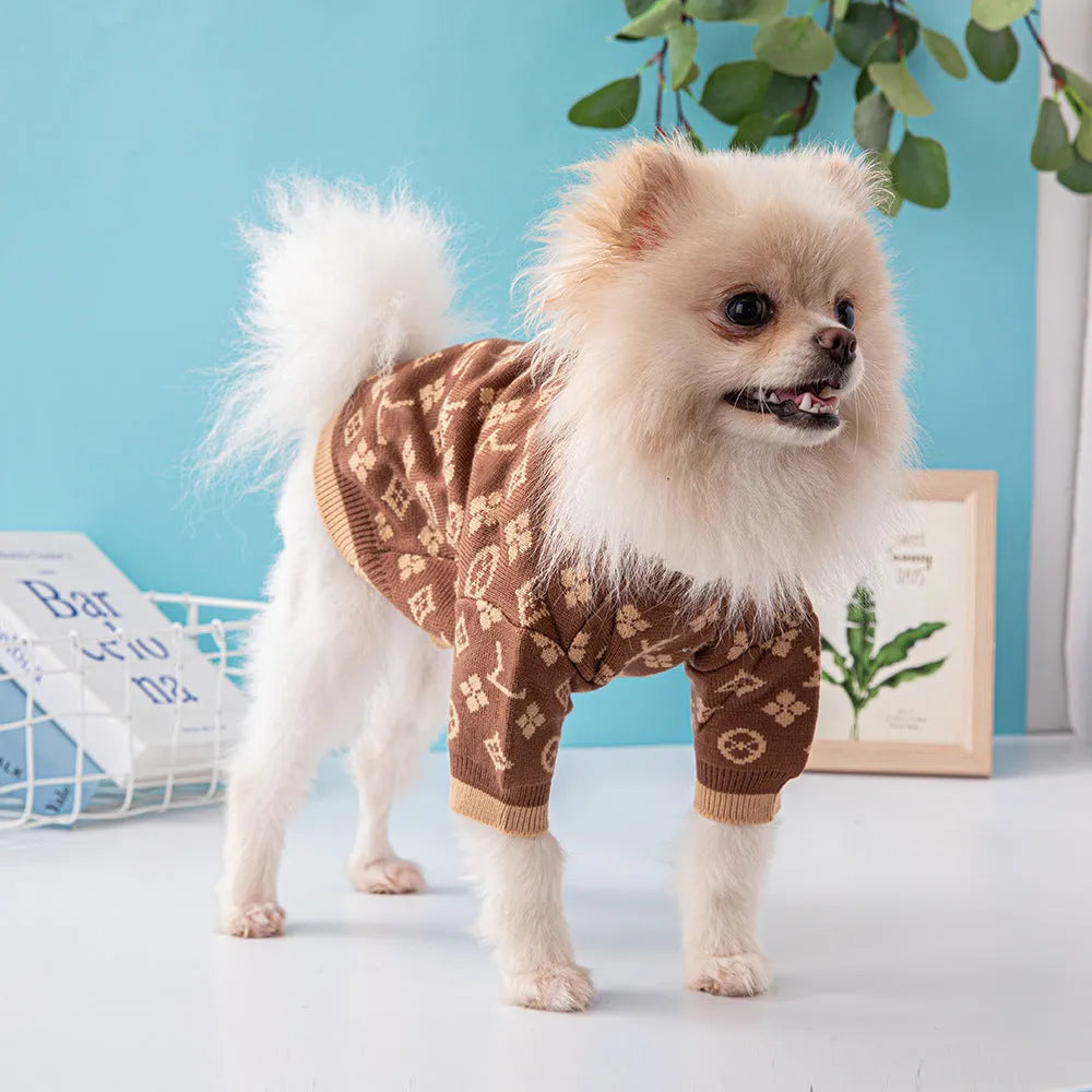 Thick wool dog sweater in a choice of monochrome or two-tone colours.
