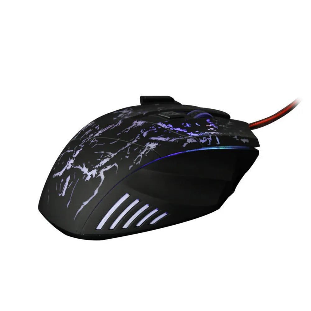 Black wired optical gaming mouse with ultra-thin transparent shell and luminous LED, 7 buttons, 1.5m USB cable