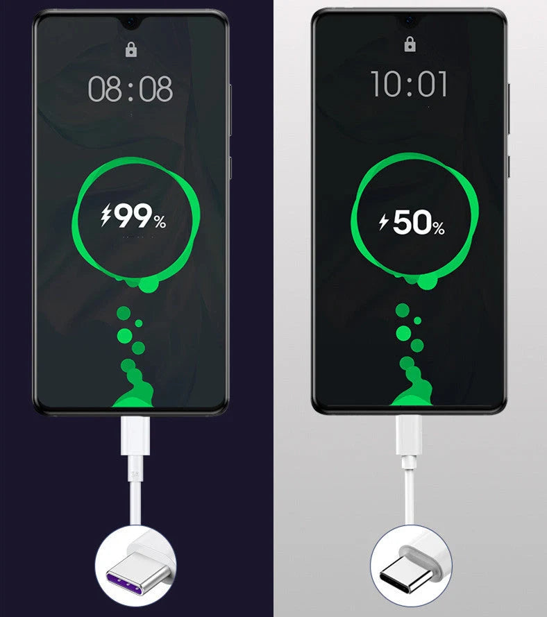 5A fast charging USB to Type-C data cable in white and black