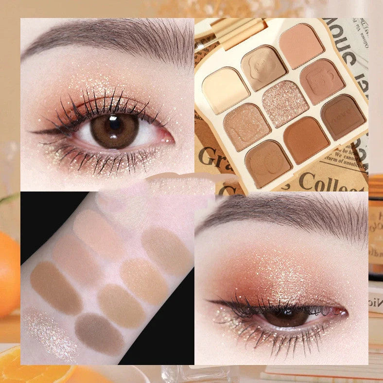 Blush All-in-one Ins eyeshadow palette showing eight shades in three colour combinations within 15cm compact with mirror