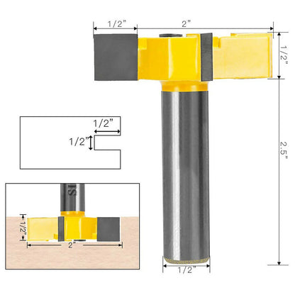 Four-blade T-shaped slotting knife in yellow for precise woodworking cuts