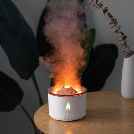 Two-colour Spray Ring Volcano Humidifier in flame monochrome white with aromatherapy function