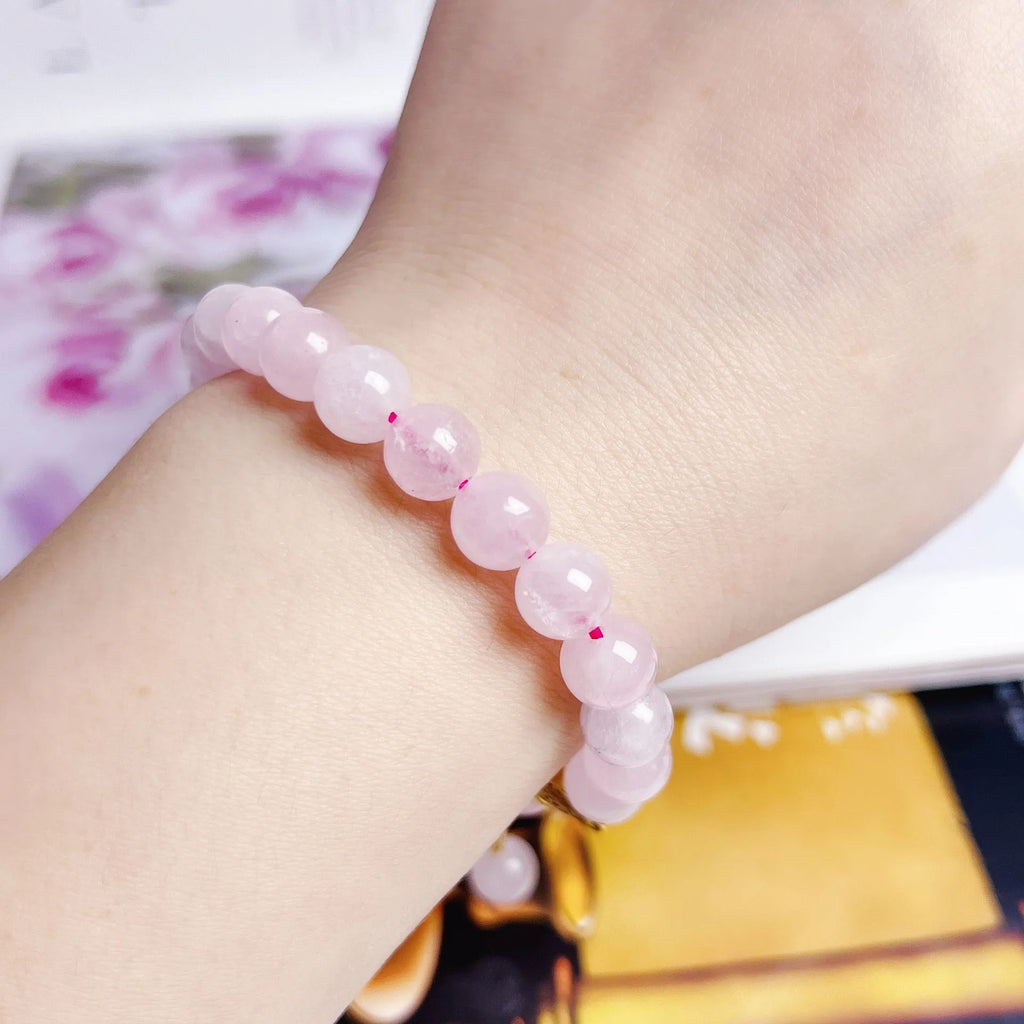 Pink crystal peach blossom bracelet for women with handcrafted design