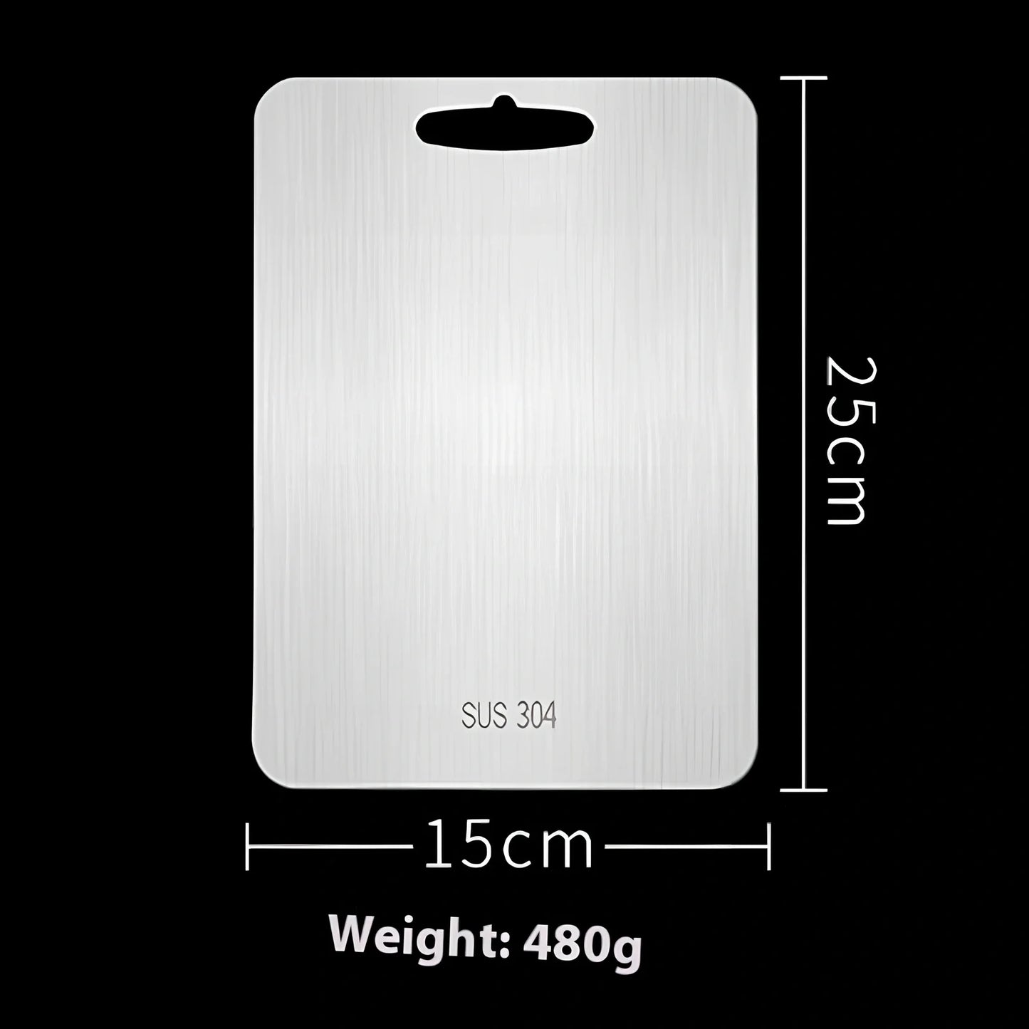 304 stainless steel cutting board, 30x46cm size with 2mm thickness, smooth hygienic surface for kitchen use