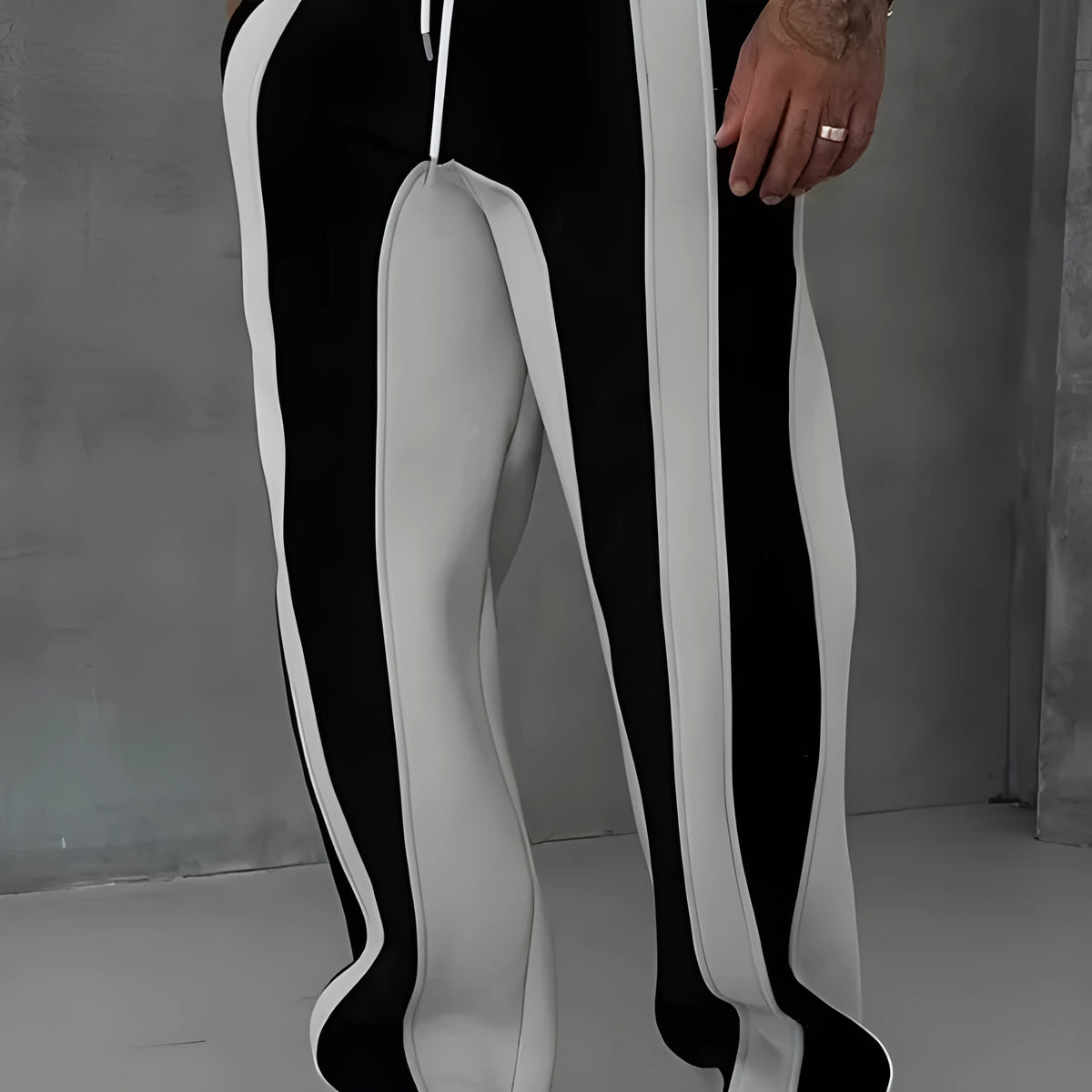 Straight sports pants loose fit polyester joggers black or grey digital printing autumn casual wear
