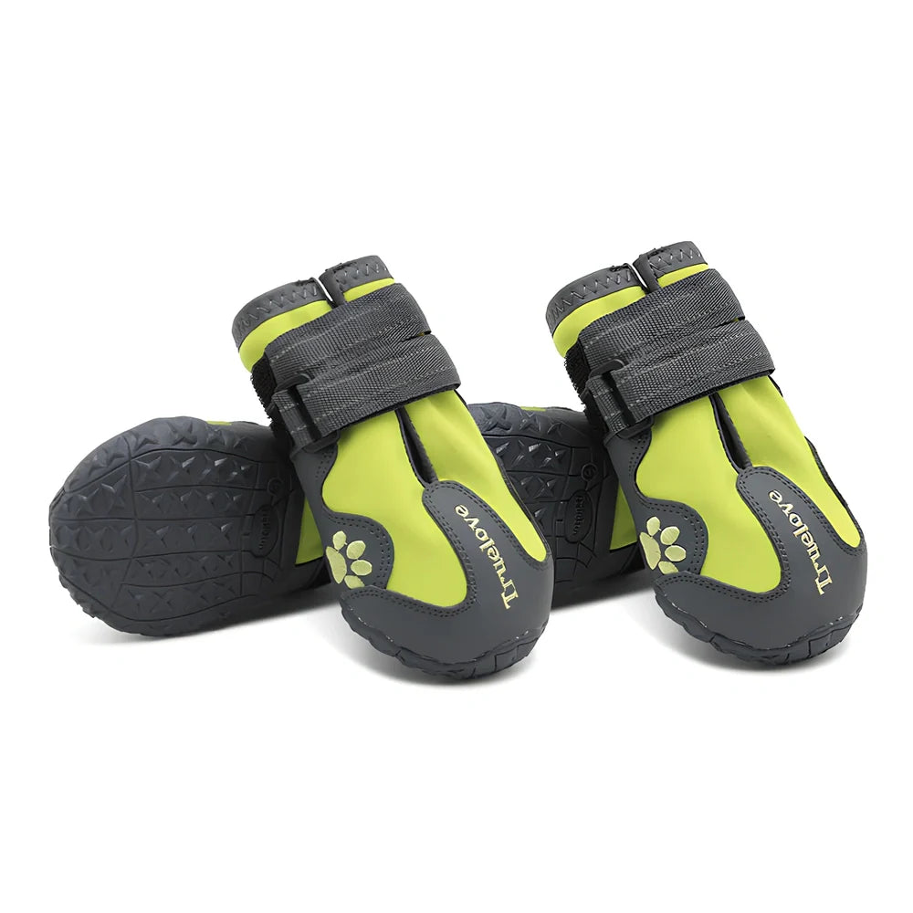 Pair of black non-slip dog shoes with velcro straps, waterproof and luminous, size 5.8 cm for large breed paws