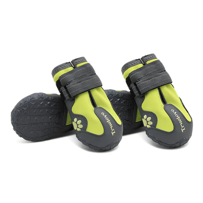 Pair of black non-slip dog shoes with velcro straps, waterproof and luminous, size 5.8 cm for large breed paws