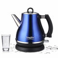 Stainless steel electric kettle with retro ceramic teapot style in black, blue and red colours