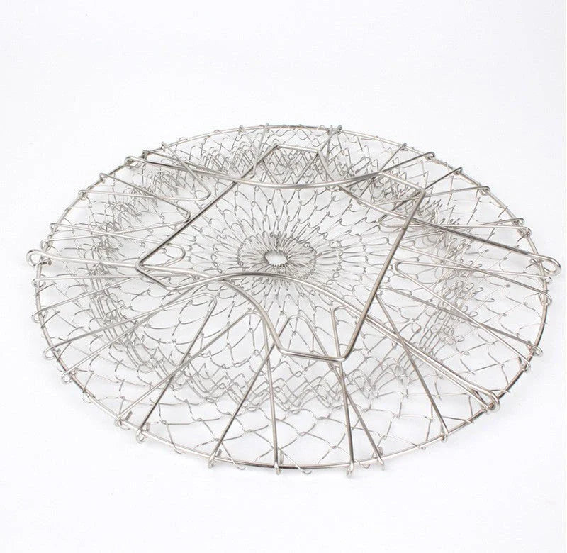 Stainless steel foldable deep fry basket for kitchen use