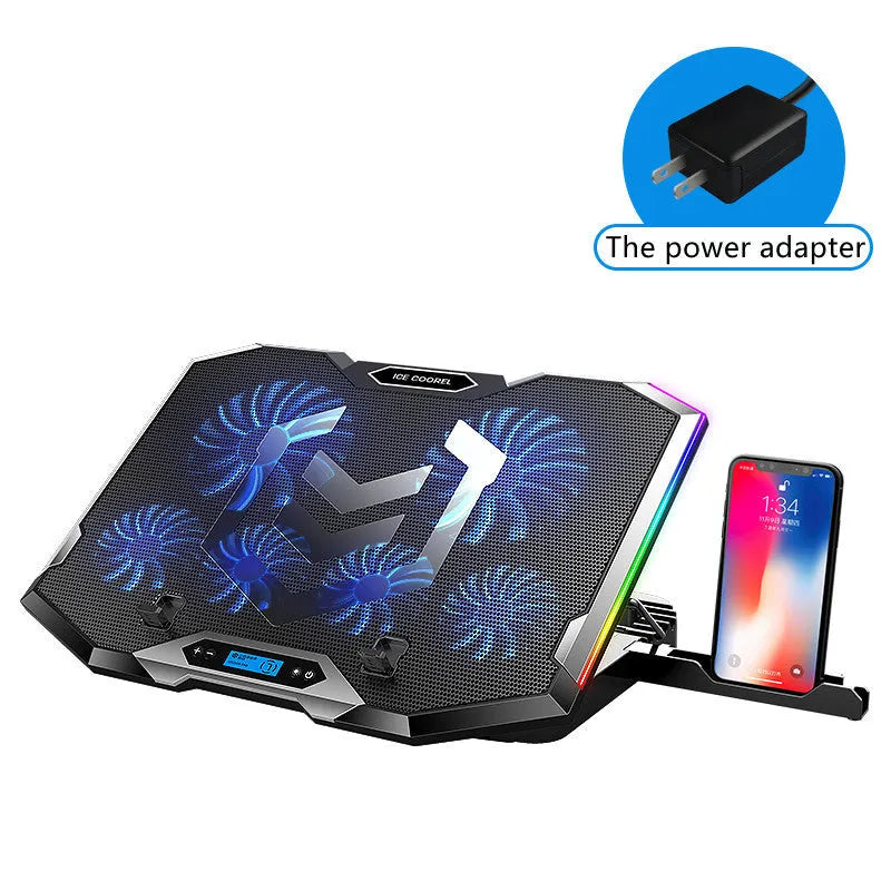 Notebook computer fan radiator base silent cooling laptop pad with dual fans in blue