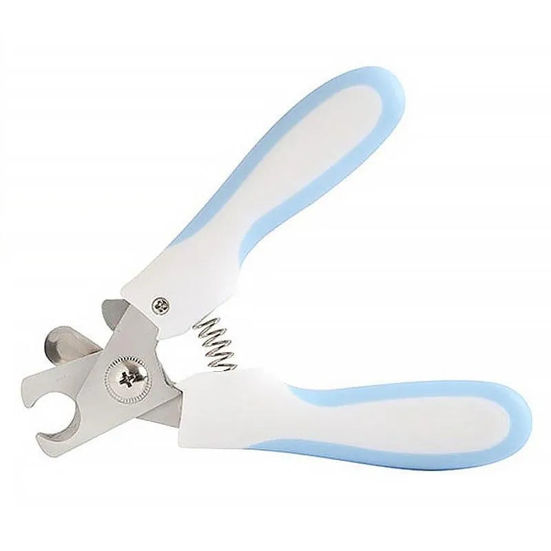 Cat dog nail claw clipper with sharp alloy blade and soft EVA handle in blue