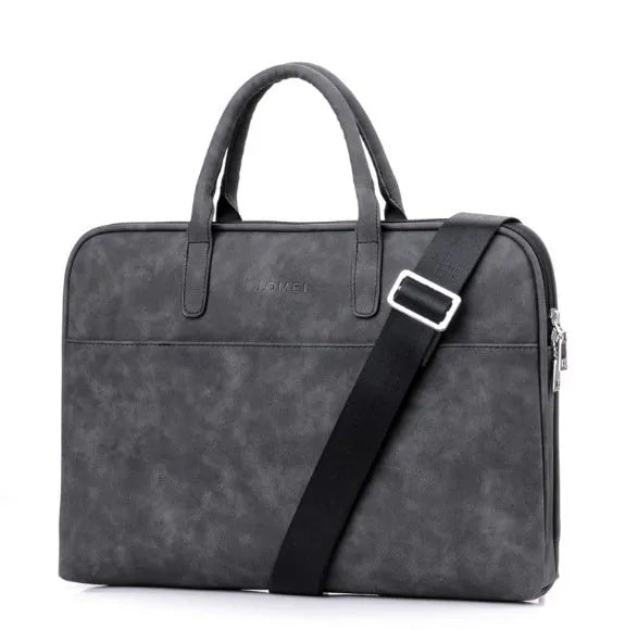 Faux leather laptop bag for women 13.3-17.3 inch zipper closure shoulder bag plain colour black pink red