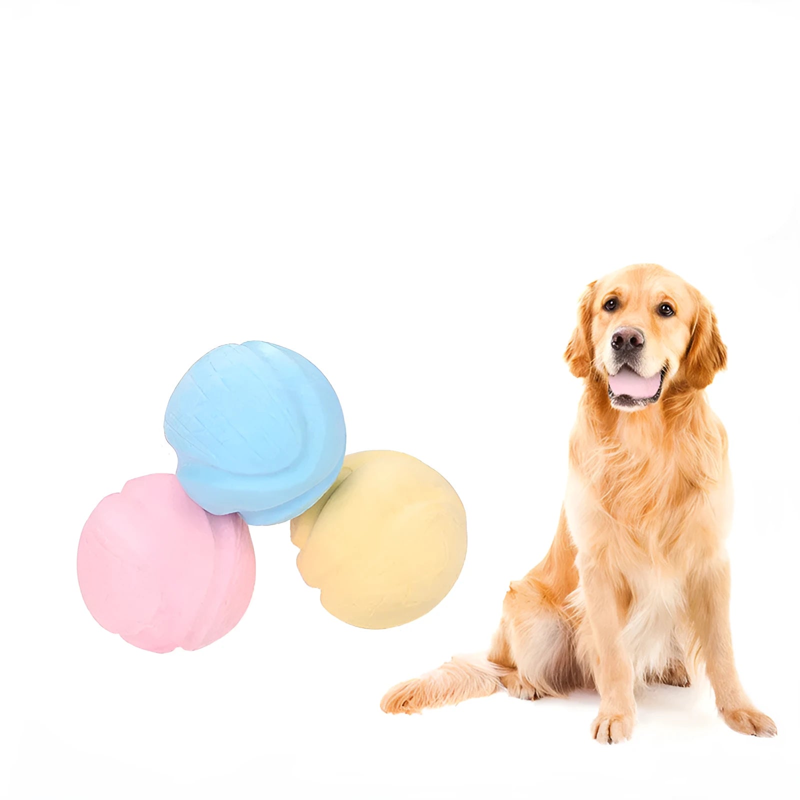 Blue TPR foam solid ball dog toy on a plain background