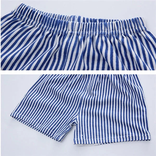 Cotton cartoon T-shirt and pants set for infants, available in various playful designs and sizes from 73cm to 110cm