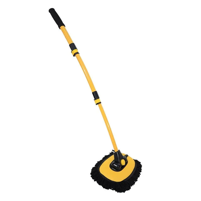 Telescopic curved car wash brush with aluminium handle and chenille mop head