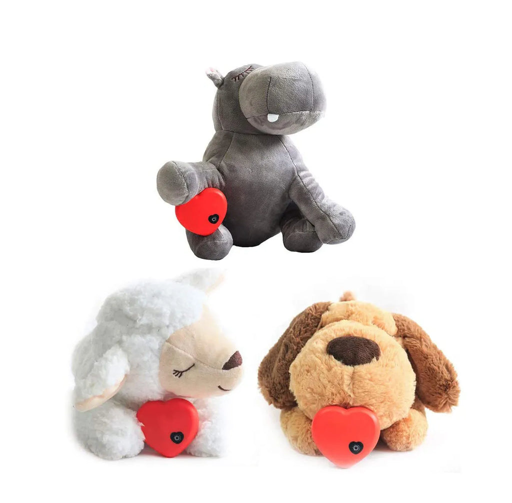 Interactive heartbeat plush toy dog for calming anxiety, 20x35x18cm, ordinary style