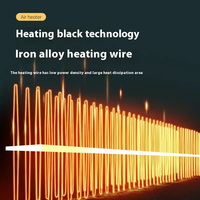 White compact desktop electric heater with ceramic heating element showing front ventilation grille