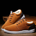 Winter men's casual shoes in black with scrub and cotton upper and lace-up closure