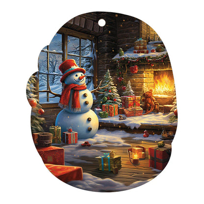 A charming acrylic car-shaped ornament with vibrant colors and a reflective finish, perfect for Christmas decor.