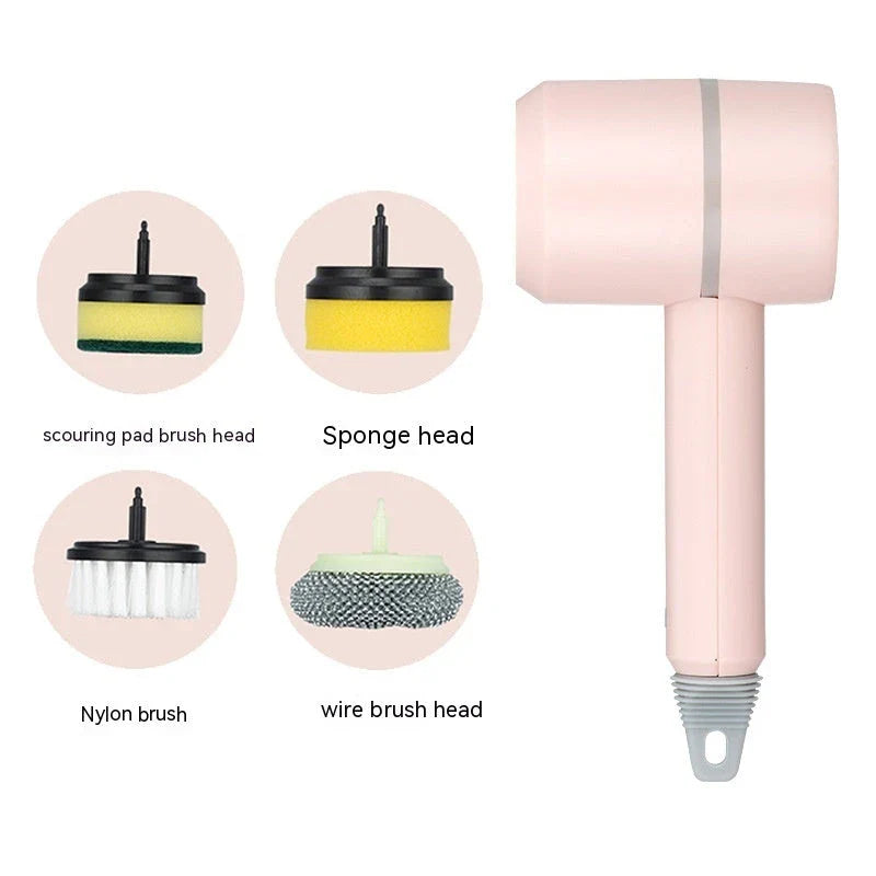 USB rechargeable electric cleaning brush for kitchen and bathroom with multiple brush heads