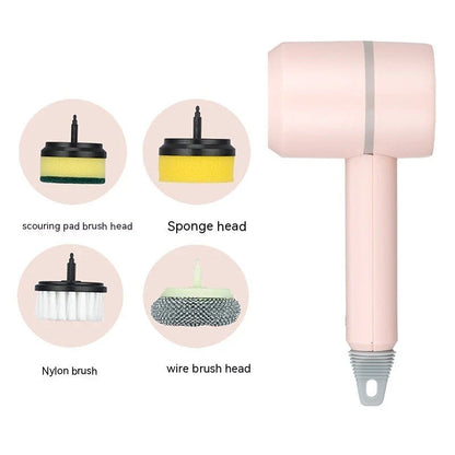 USB rechargeable electric cleaning brush for kitchen and bathroom with multiple brush heads