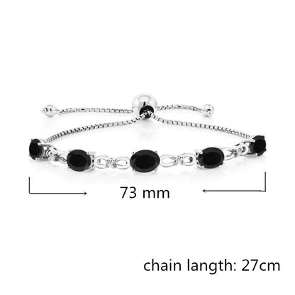 Black zircon stitched bracelet for women with elliptical stones