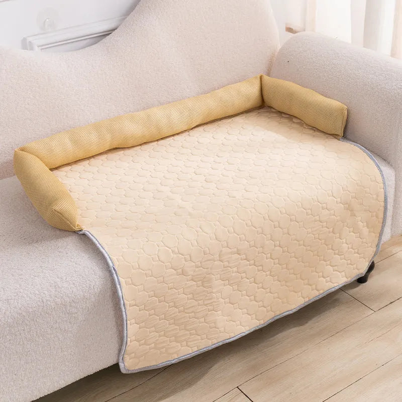 Pet sofa cushion with latex ice pad in Ice Silk cover, 75x75cm, available in multiple colours