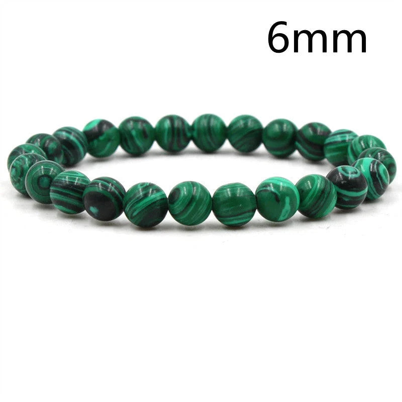 Classic black matte green malachite bracelets with unique textures, suitable for women and men.