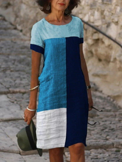 Ladies check print dress in cotton blend, available in four colours and sizes S to 3XL