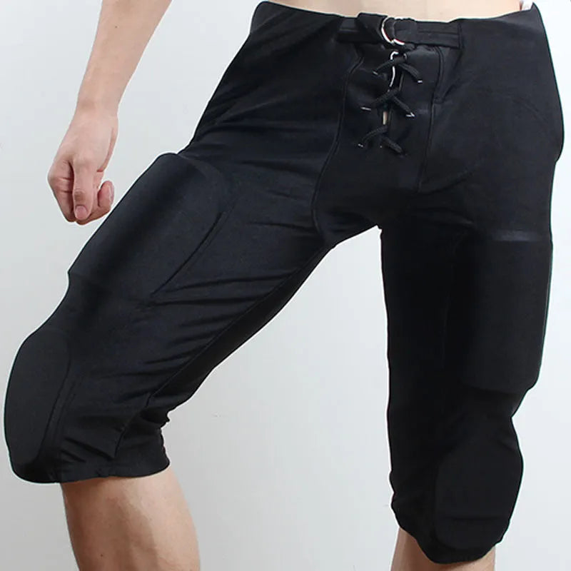 Anti-collision rugby pants men's hockey protective training pant Lycra fabric adult black
