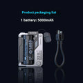 Tactical Mech USB-C power bank in Mecha Gray with cartridge replacement batteries showing front and side view