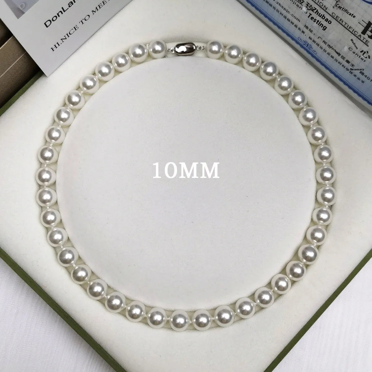 925 silver ingot buckle necklace with white shell pearls on unisex clavicle chain, 45cm length.