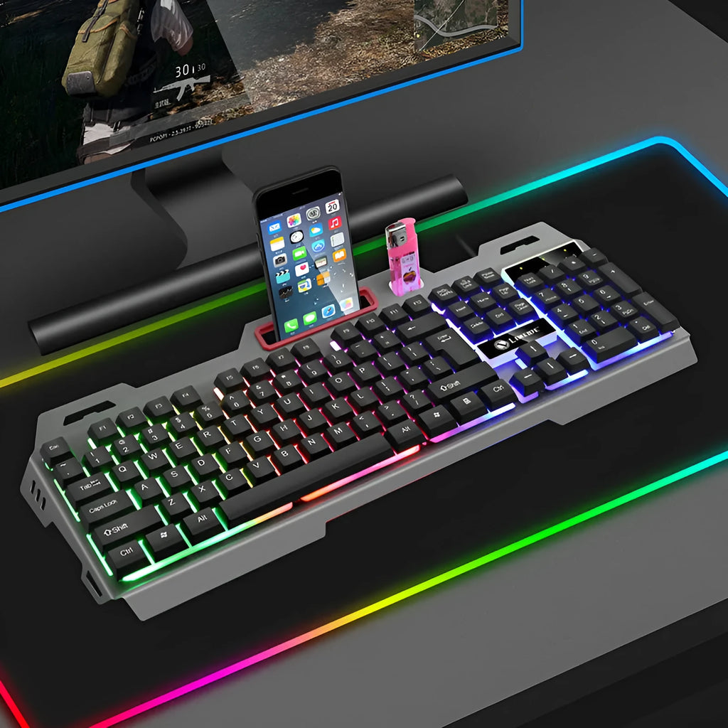 Limei gaming keyboard and mouse set with luminous keys in black or white options