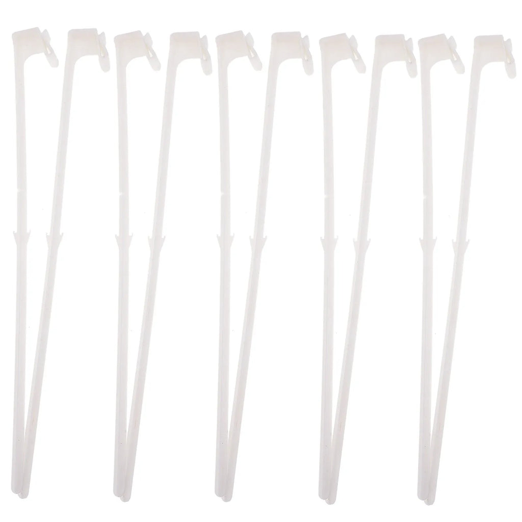 Pack of 10 white PP plastic car window flag pole holder clips.