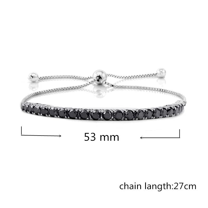 Black round micro inlaid zircon bracelet for women, elegant and versatile