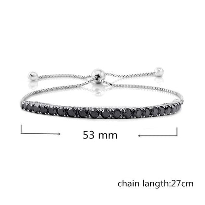 Black round micro inlaid zircon bracelet for women, elegant and versatile